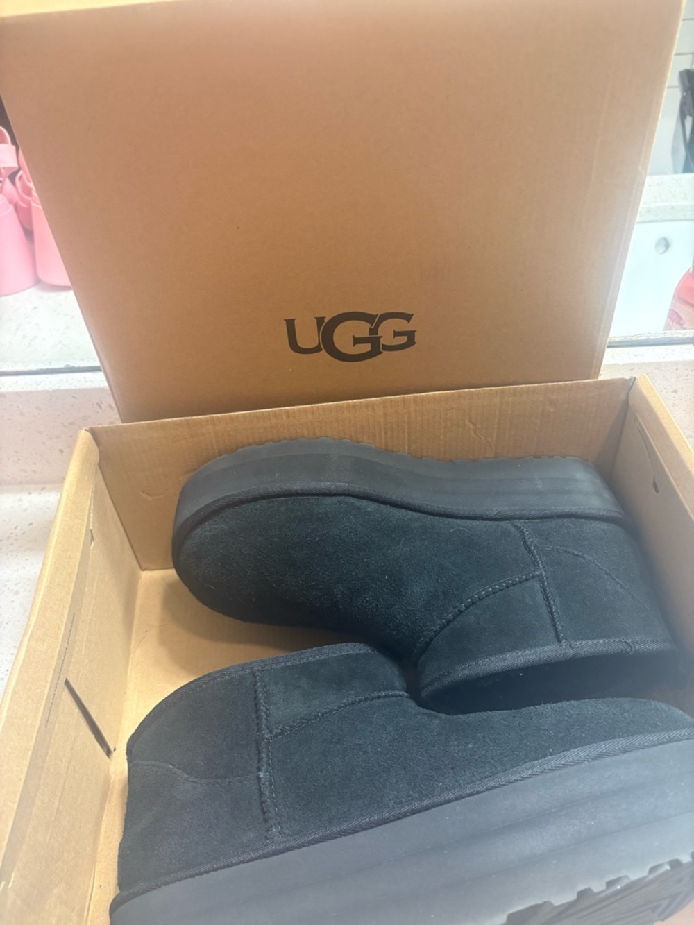 UGG Black Short platform Suede Boots